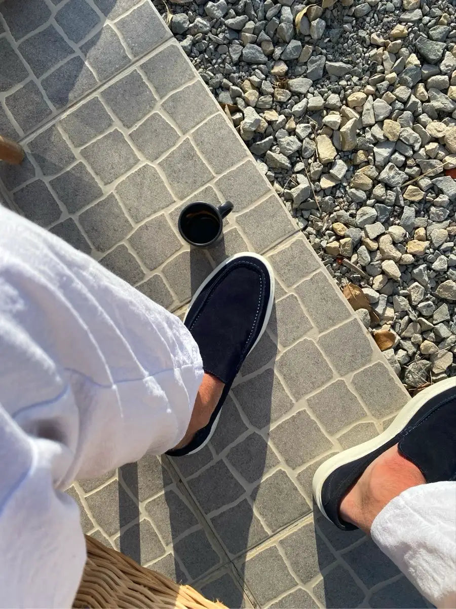 LORO PIANA Summer Walk Suede Loafers (Navy Blue) ( Standard Batch )