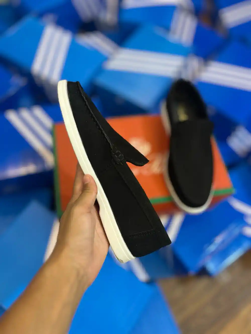LORO PIANA Summer Walk Suede Loafers (Black ) (Standard Batch)