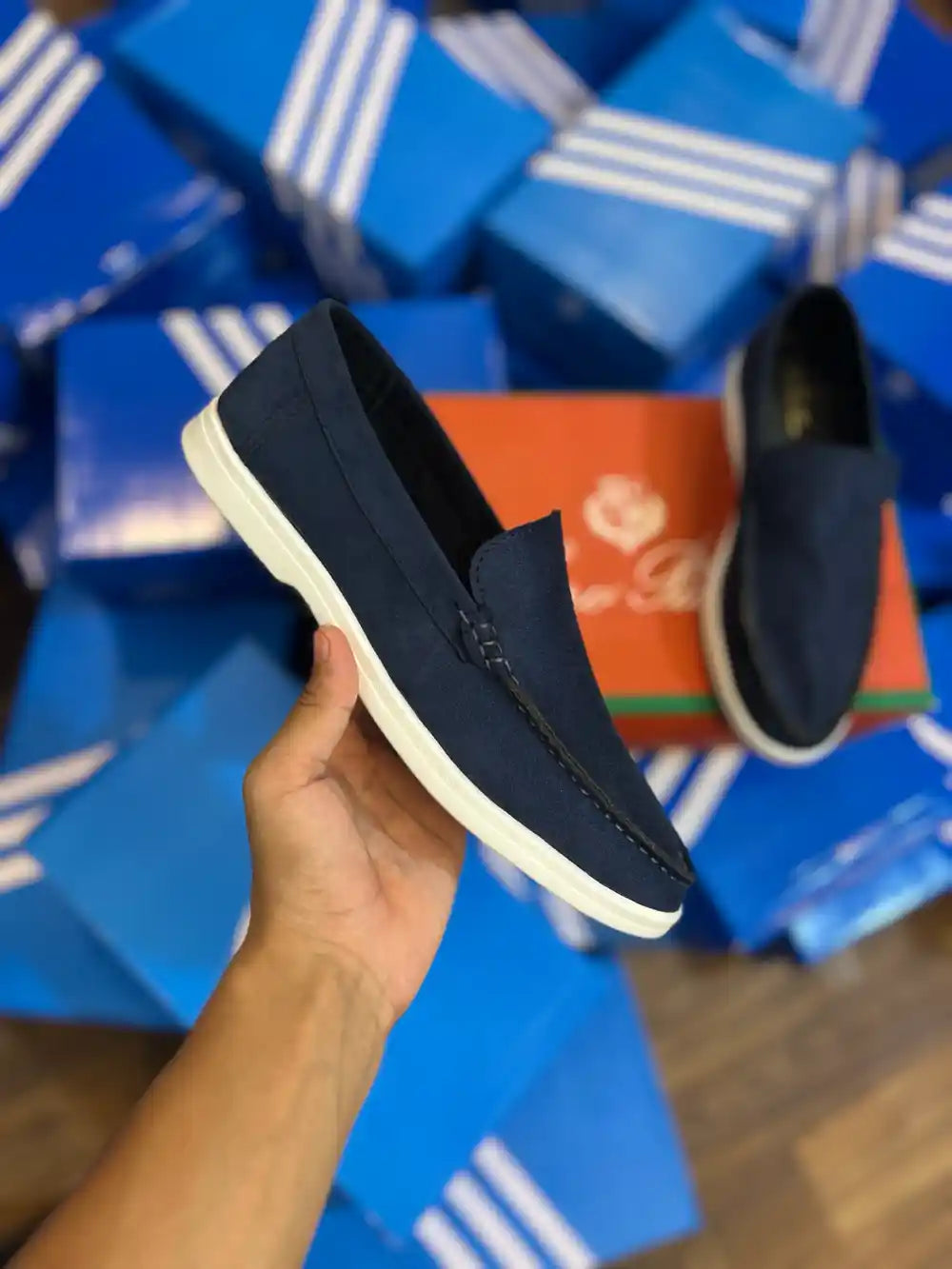 LORO PIANA Summer Walk Suede Loafers (Navy Blue) ( Standard Batch )