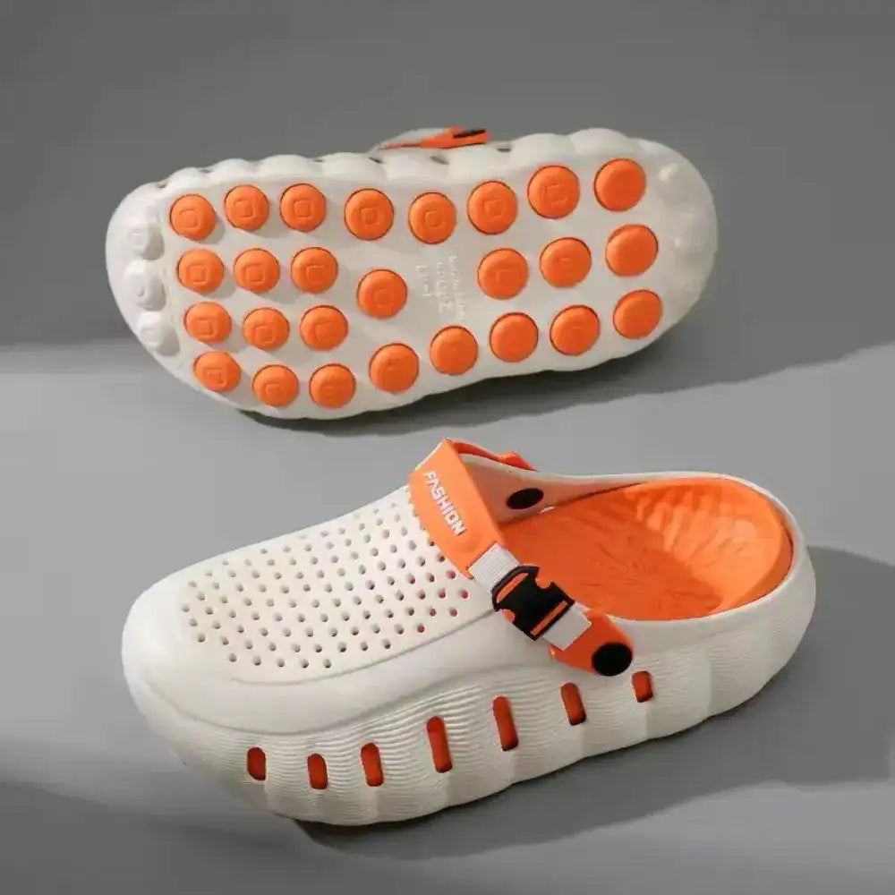 EVA Medicated Crocs ( White Orange ) (PREMIUM + )