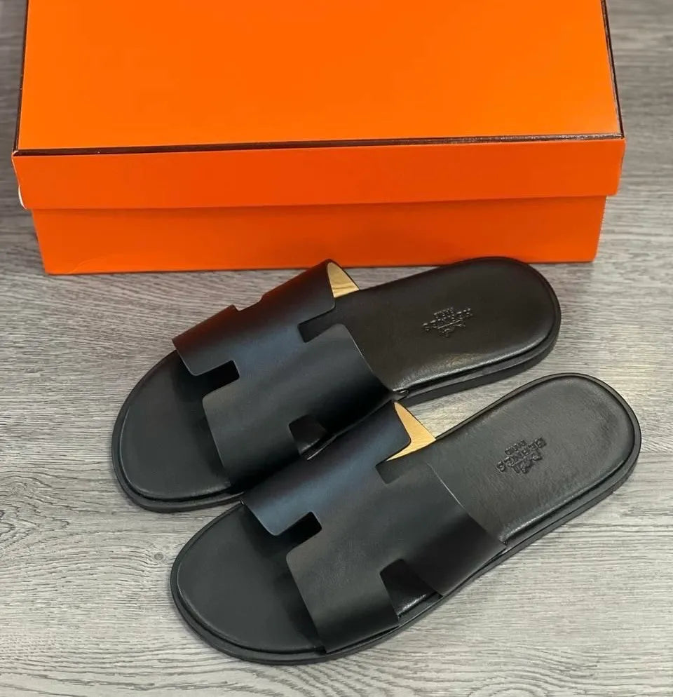 Hermes Lzmir Calfskin Sandal (Black)
