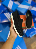 LORO PIANA Summer Walk Suede Loafers (Black ) (Standard Batch)