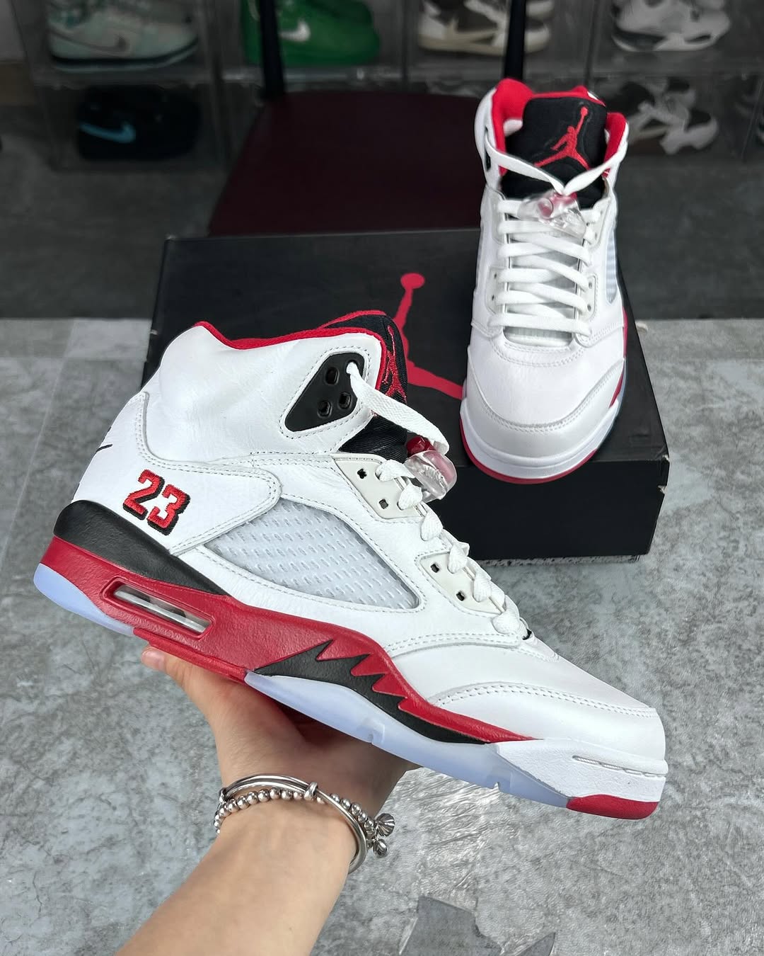 Jordan 5s White & Red (PREMIUM +)🔥