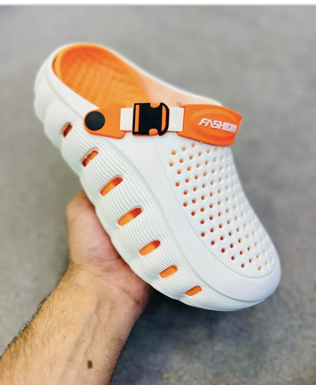 EVA Medicated Crocs ( White Orange ) (PREMIUM + )