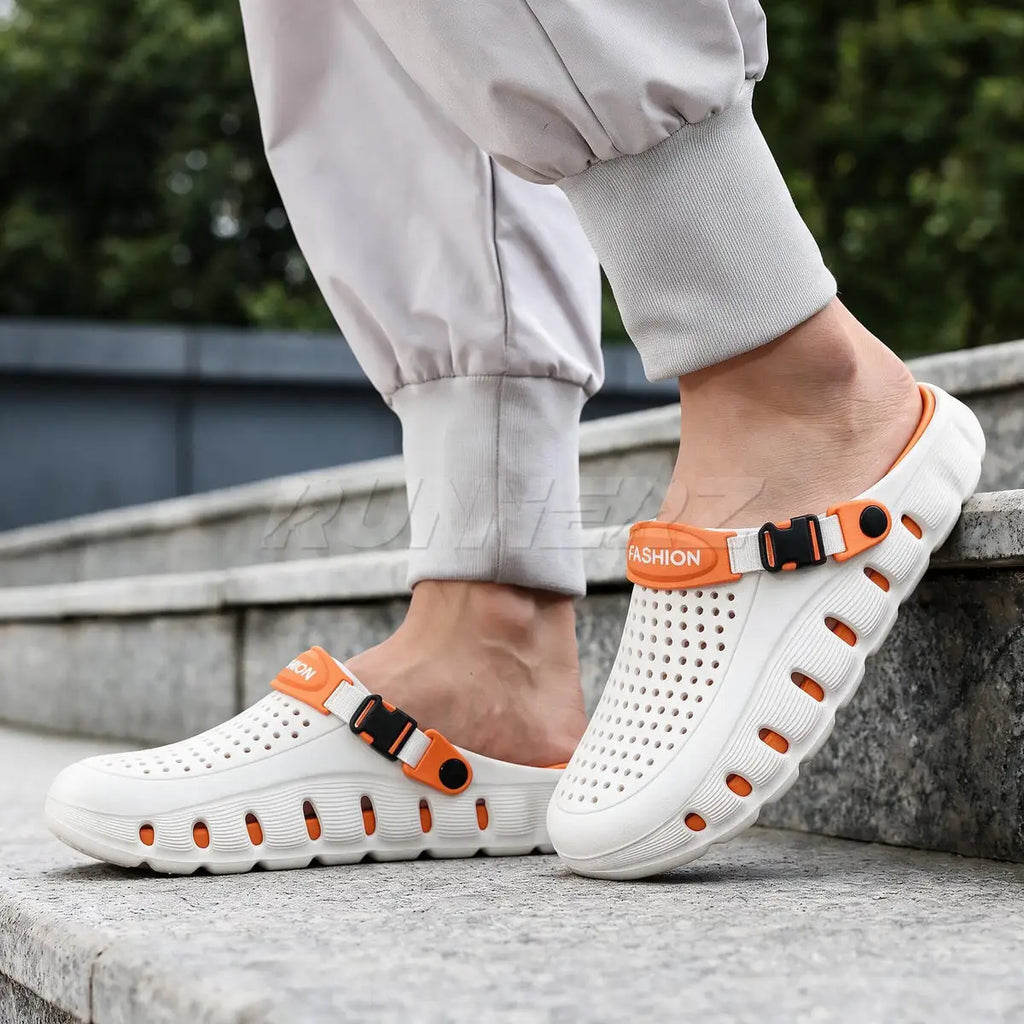 EVA Medicated Crocs ( White Orange ) (PREMIUM + )