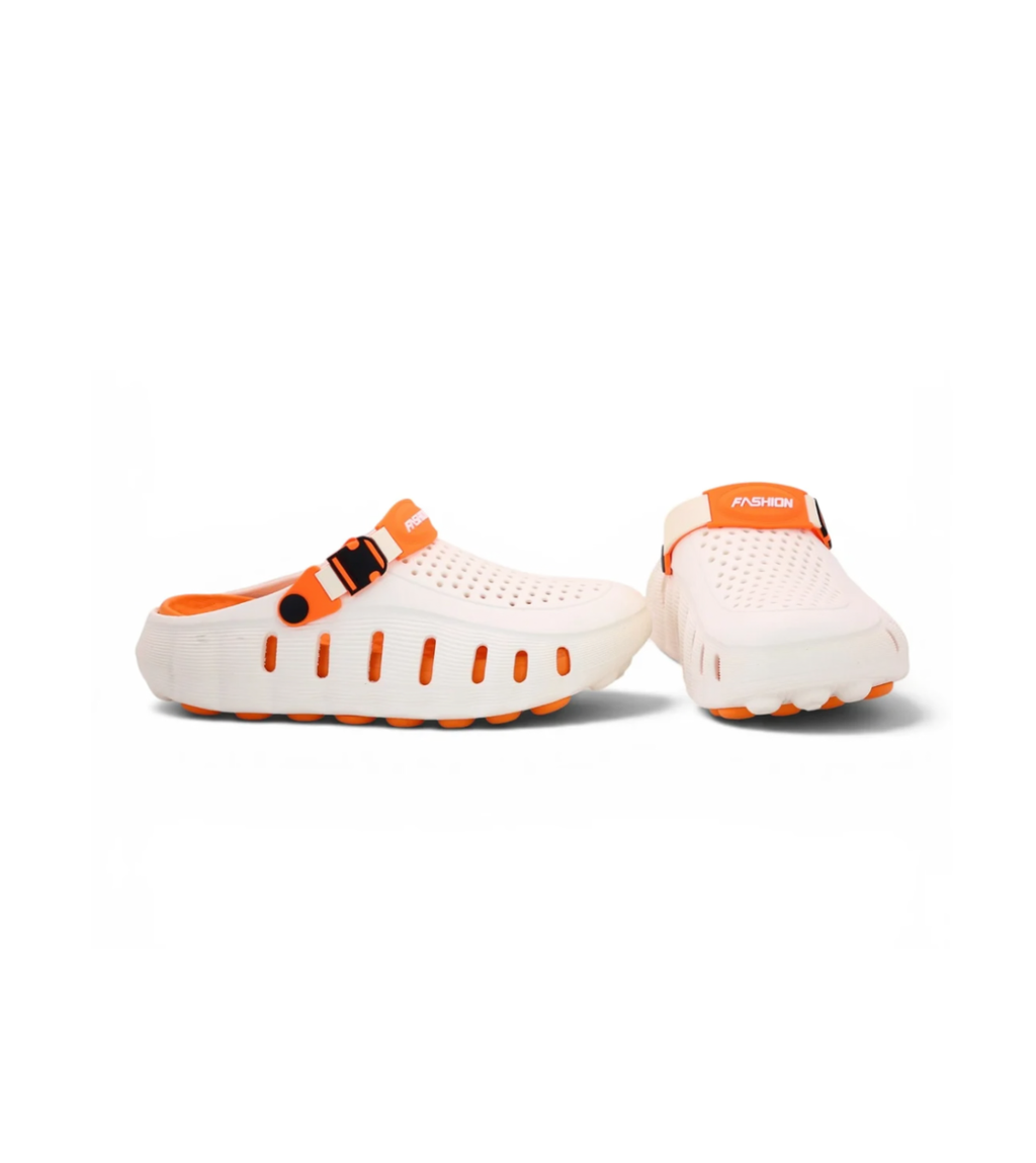 EVA Medicated Crocs ( White Orange ) (PREMIUM + )